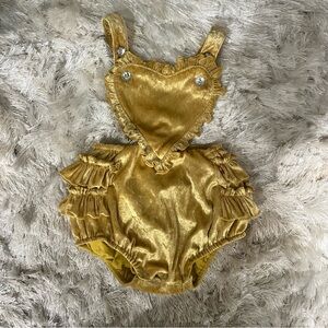 Paush Girls Velour Heart Romper - 2T